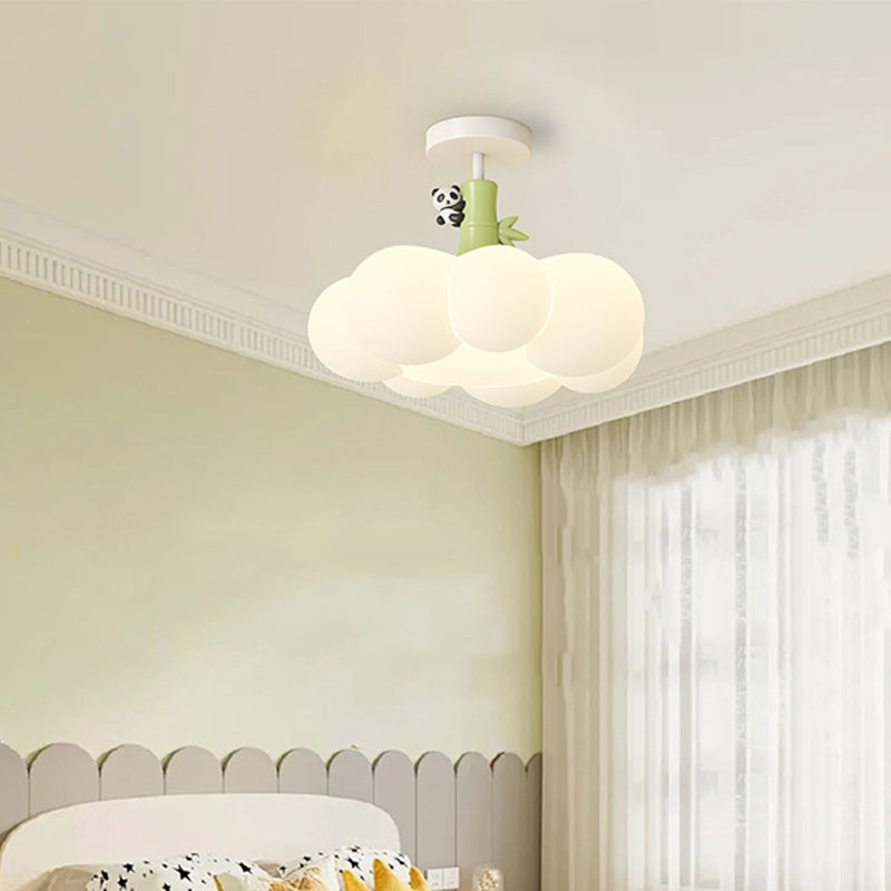 Lustre semi-encastré en forme de nuage en fer créatif contemporain et LED en PE pour chambre et salon 