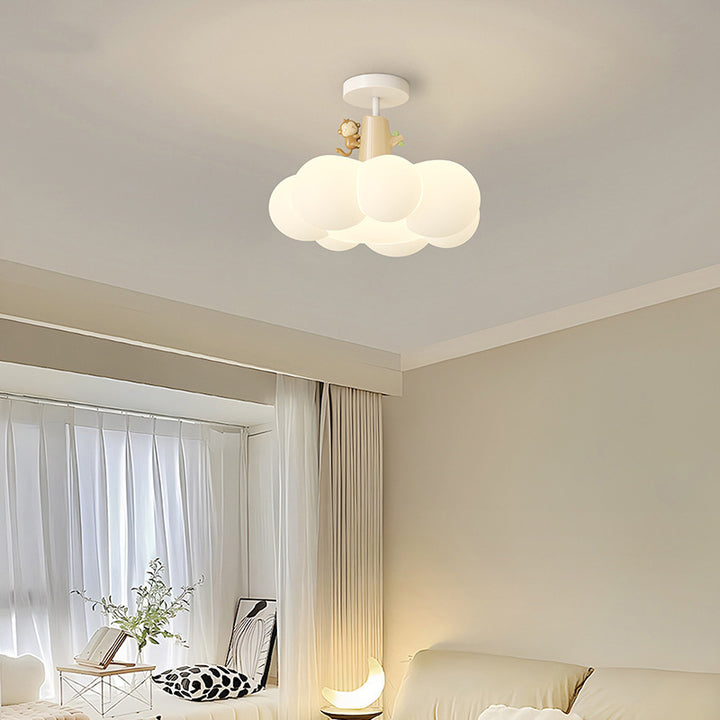 Lustre semi-encastré en forme de nuage en fer créatif contemporain et LED en PE pour chambre et salon 