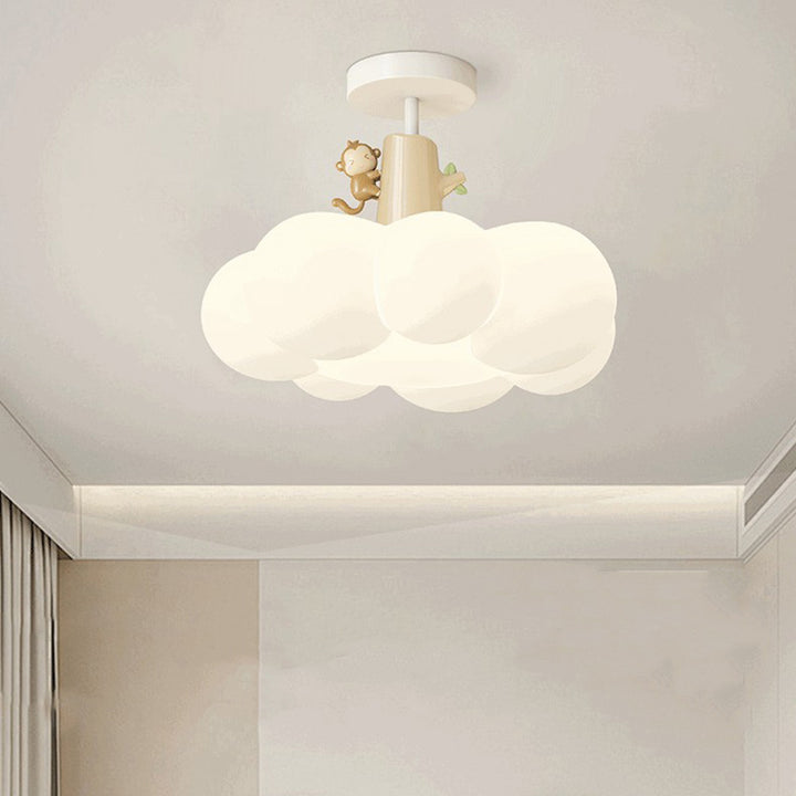 Lustre semi-encastré en forme de nuage en fer créatif contemporain et LED en PE pour chambre et salon 