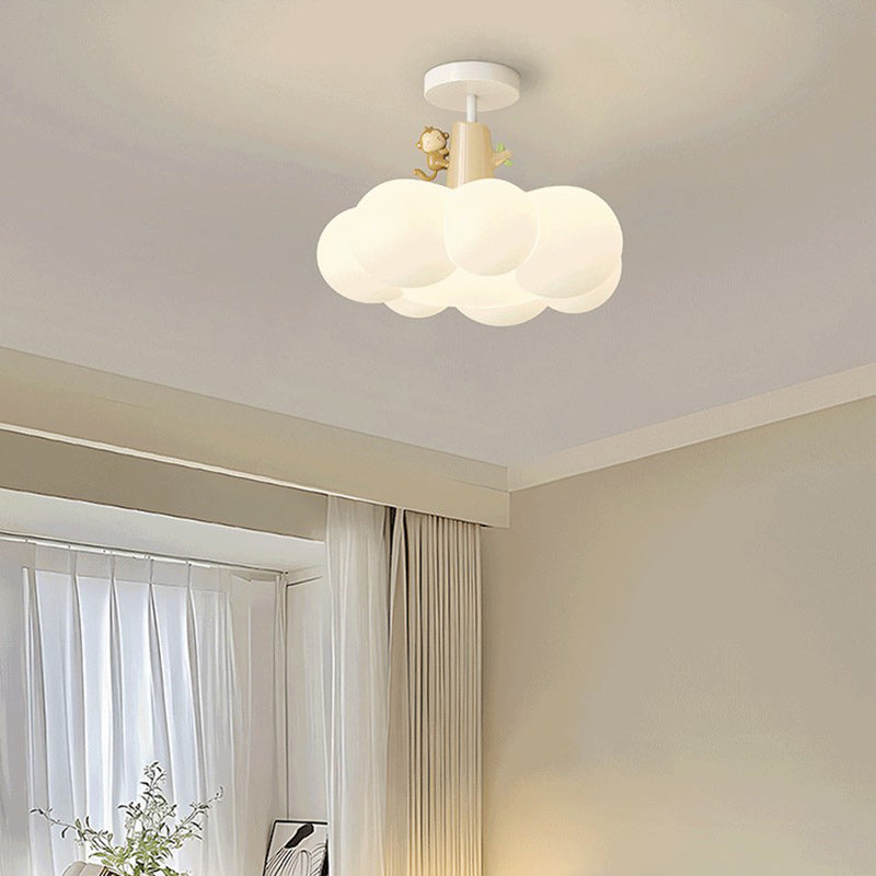 Lustre semi-encastré en forme de nuage en fer créatif contemporain et LED en PE pour chambre et salon 