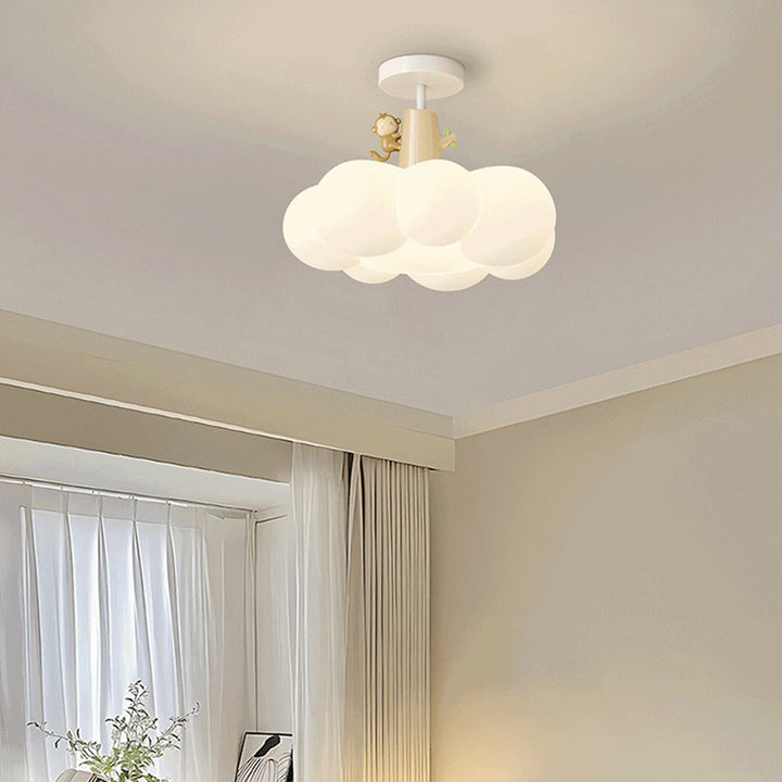 Lustre semi-encastré en forme de nuage en fer créatif contemporain et LED en PE pour chambre et salon 
