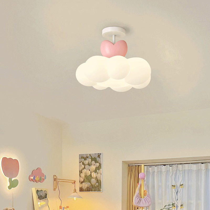 Lustre semi-encastré en forme de nuage en fer créatif contemporain et LED en PE pour chambre et salon 