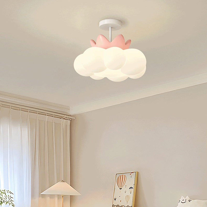 Lustre semi-encastré en forme de nuage en fer créatif contemporain et LED en PE pour chambre et salon 
