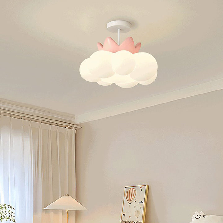 Lustre semi-encastré en forme de nuage en fer créatif contemporain et LED en PE pour chambre et salon 