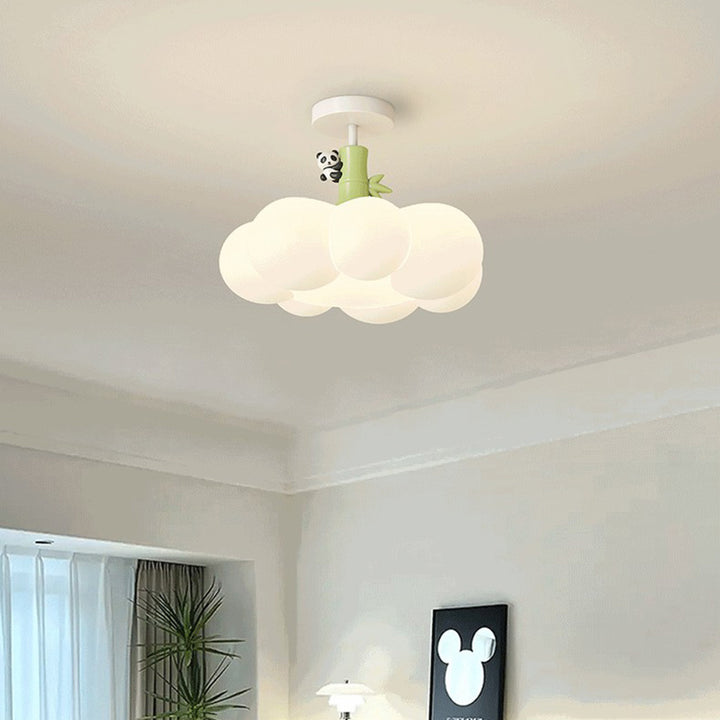 Lustre semi-encastré en forme de nuage en fer créatif contemporain et LED en PE pour chambre et salon 