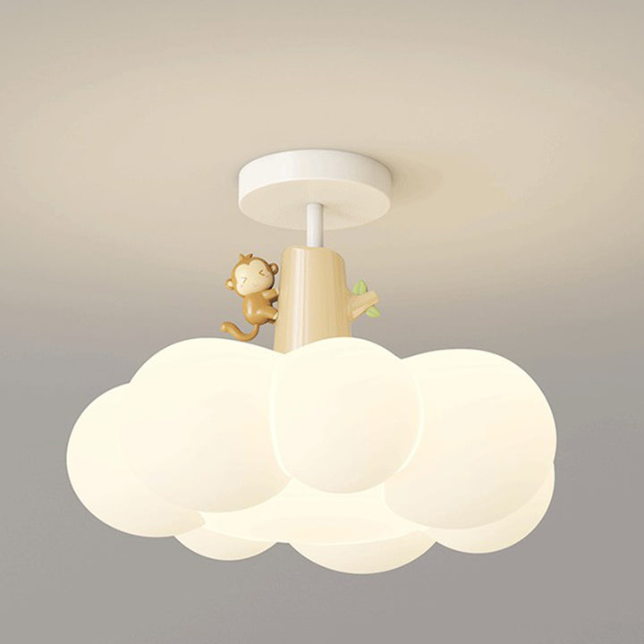 Lustre semi-encastré en forme de nuage en fer créatif contemporain et LED en PE pour chambre et salon 
