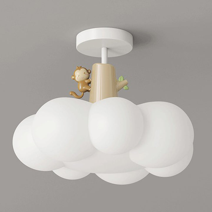 Lustre semi-encastré en forme de nuage en fer créatif contemporain et LED en PE pour chambre et salon 