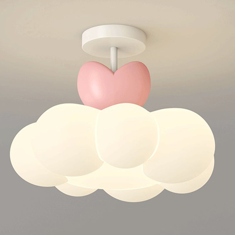 Lustre semi-encastré en forme de nuage en fer créatif contemporain et LED en PE pour chambre et salon 
