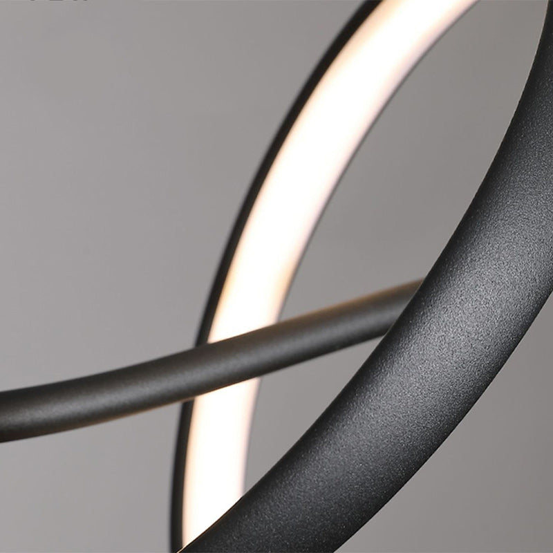 Modern Minimalist Aluminum, Iron &amp; Acrylic Curved Linear LED Island Light Chandelier For Dining Room, Bedroom &amp; Living Room