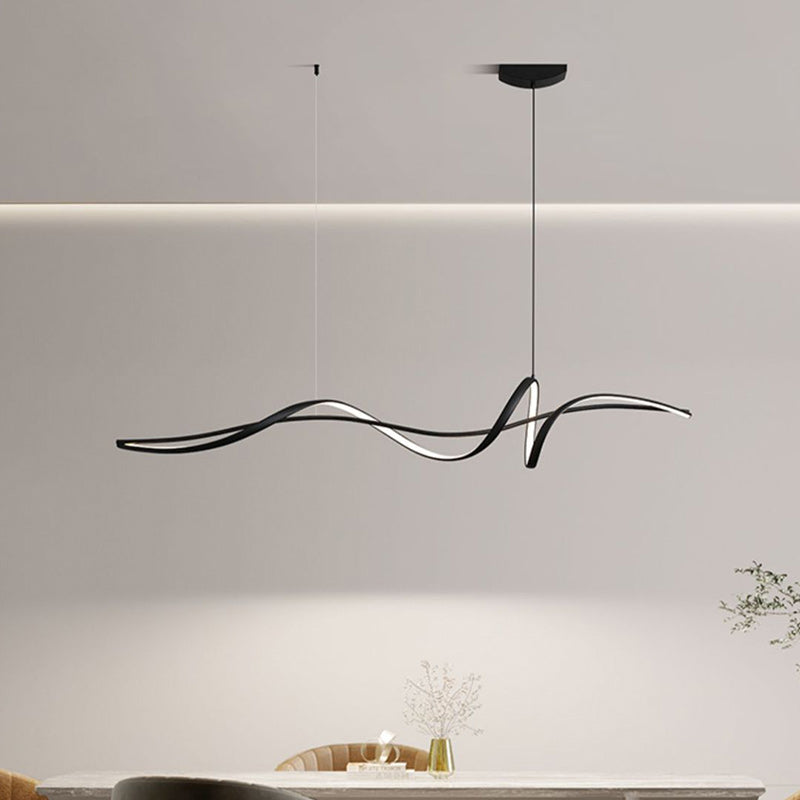 ثريا ضوء LED خطي منحني من الألومنيوم والحديد والأكريليك بتصميم حديث وبسيط لغرفة الطعام وغرفة النوم وغرفة المعيشة 