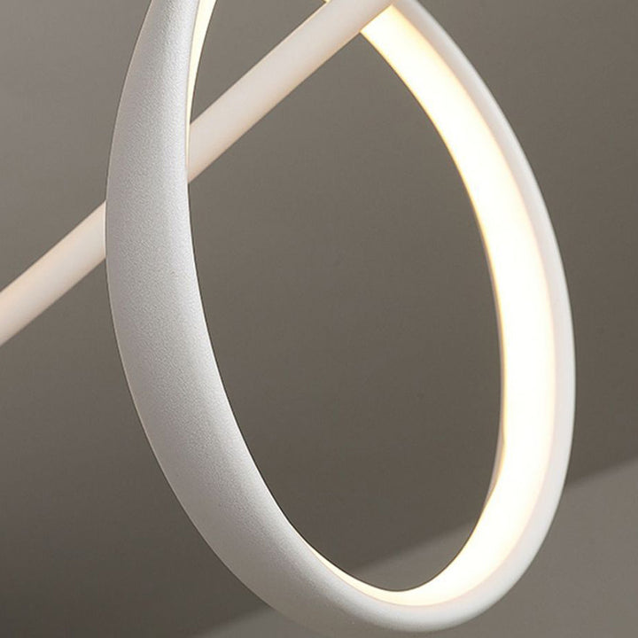 Modern Minimalist Aluminum, Iron &amp; Acrylic Curved Linear LED Island Light Chandelier For Dining Room, Bedroom &amp; Living Room