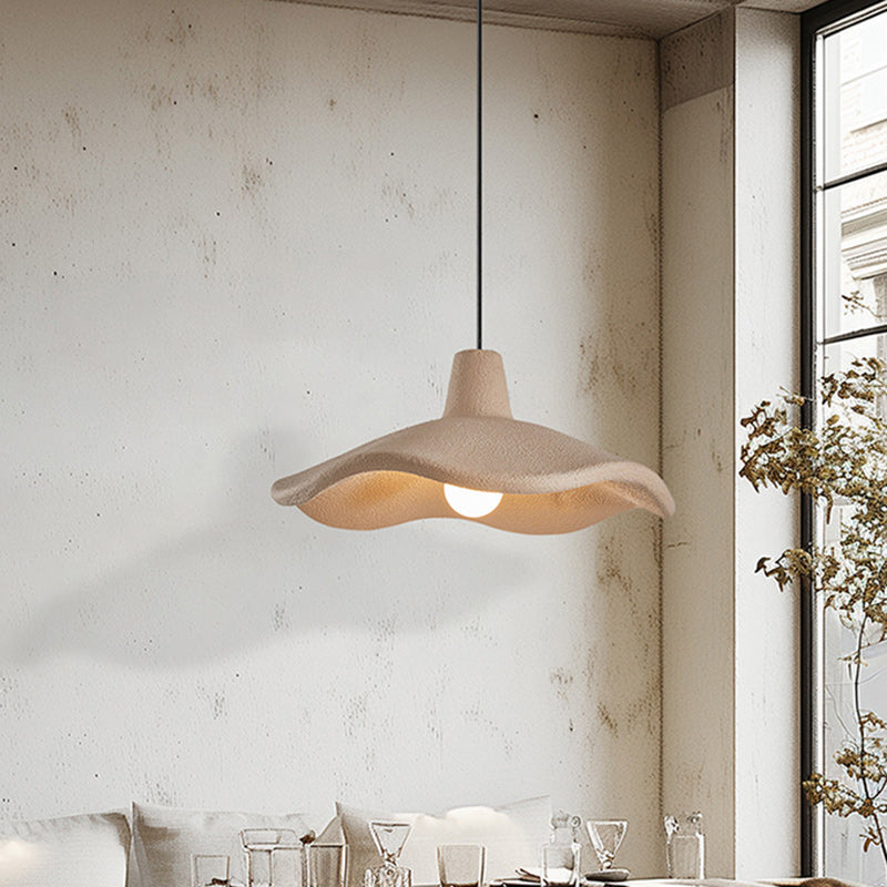 Traditional Japanese Polystyrene Floral 1-Light Pendant Light For Dining Room, Bedroom &amp; Living Room