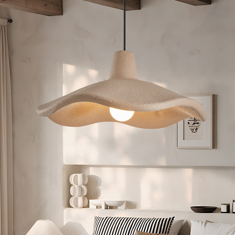 Traditional Japanese Polystyrene Floral 1-Light Pendant Light For Dining Room, Bedroom &amp; Living Room