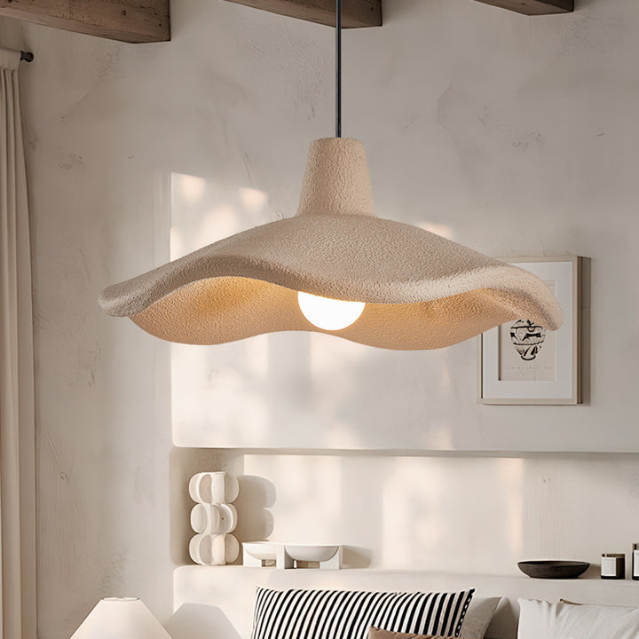 Traditional Japanese Polystyrene Floral 1-Light Pendant Light For Dining Room, Bedroom &amp; Living Room