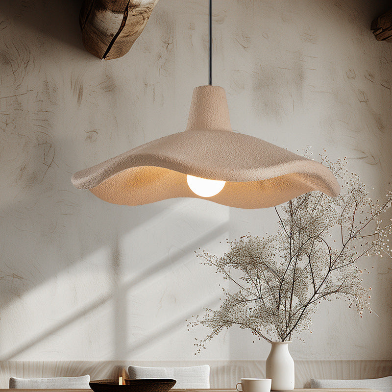 Traditional Japanese Polystyrene Floral 1-Light Pendant Light For Dining Room, Bedroom &amp; Living Room