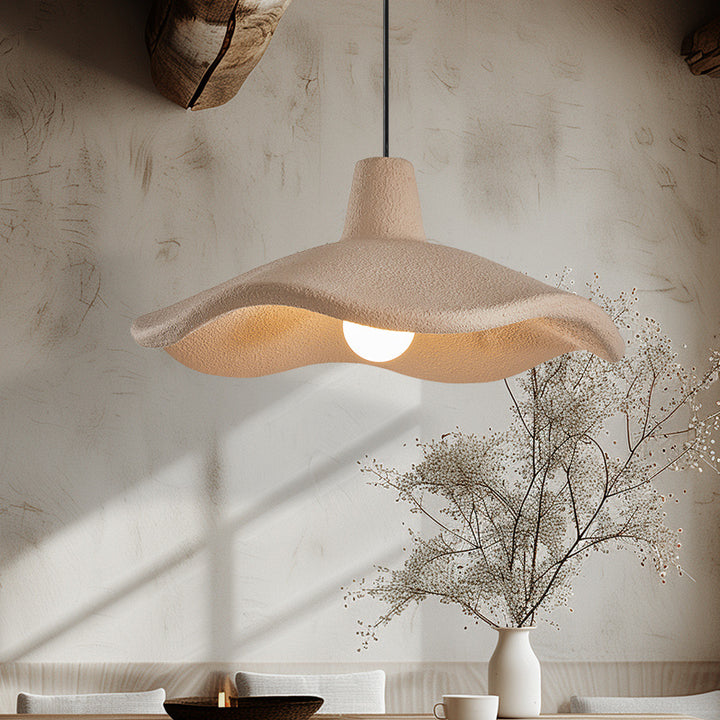 Traditional Japanese Polystyrene Floral 1-Light Pendant Light For Dining Room, Bedroom &amp; Living Room