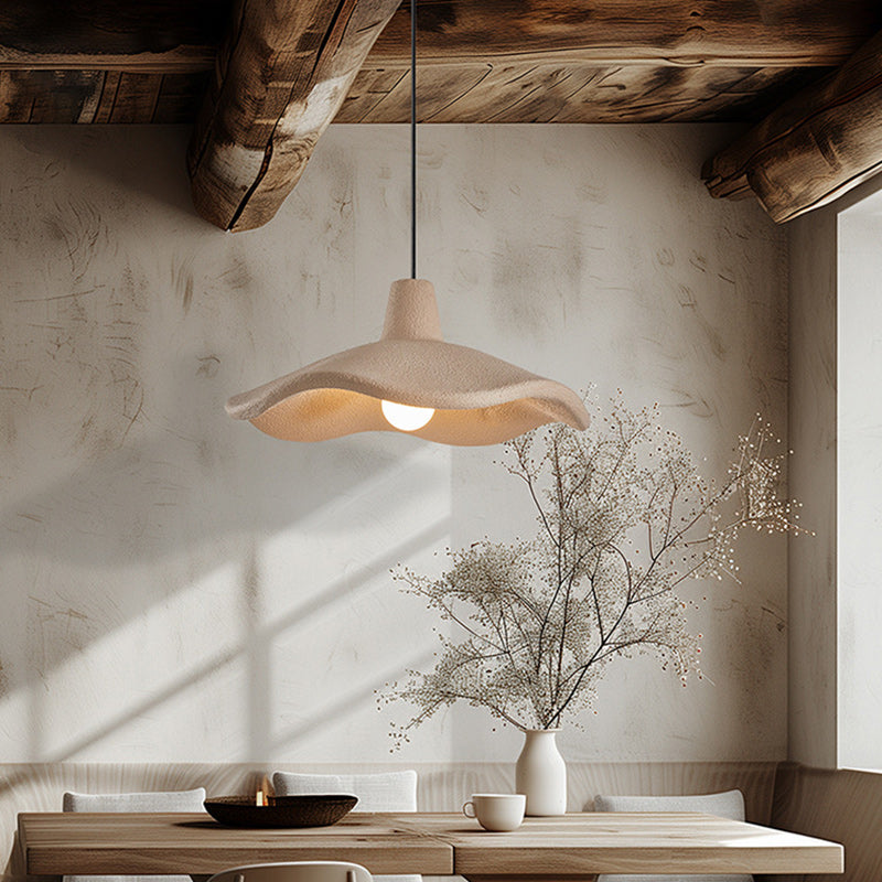 Traditional Japanese Polystyrene Floral 1-Light Pendant Light For Dining Room, Bedroom &amp; Living Room