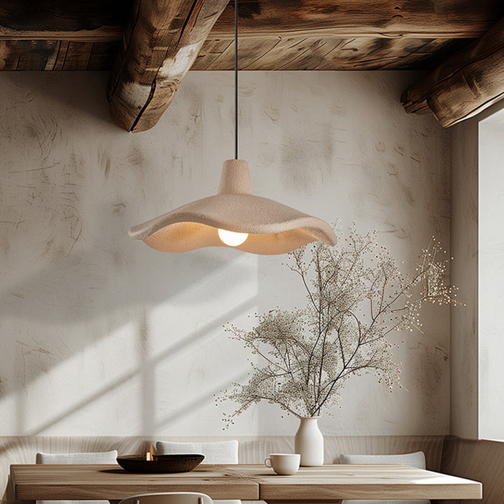 Traditional Japanese Polystyrene Floral 1-Light Pendant Light For Dining Room, Bedroom &amp; Living Room