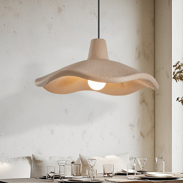Traditional Japanese Polystyrene Floral 1-Light Pendant Light For Dining Room, Bedroom &amp; Living Room