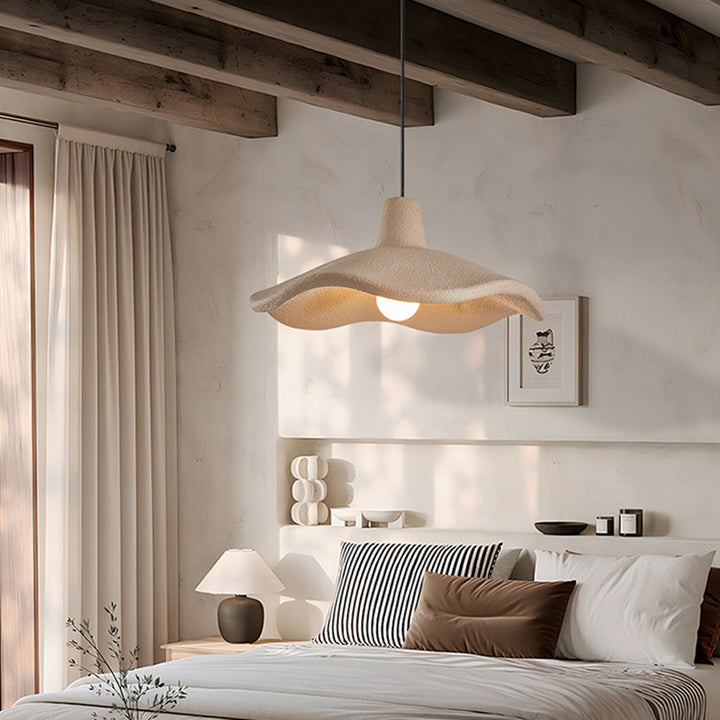 Traditional Japanese Polystyrene Floral 1-Light Pendant Light For Dining Room, Bedroom &amp; Living Room