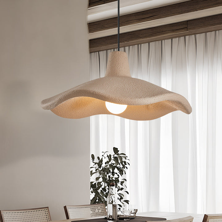 Traditional Japanese Polystyrene Floral 1-Light Pendant Light For Dining Room, Bedroom &amp; Living Room