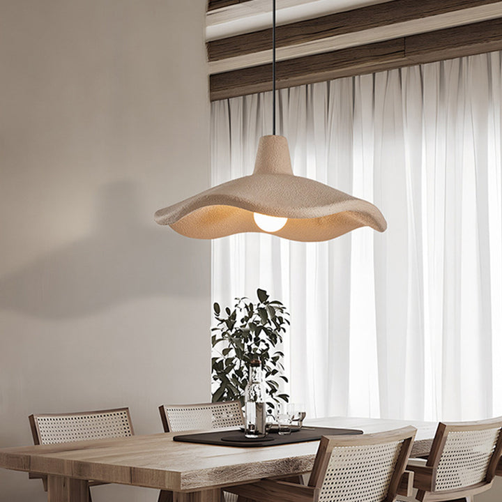 Traditional Japanese Polystyrene Floral 1-Light Pendant Light For Dining Room, Bedroom &amp; Living Room