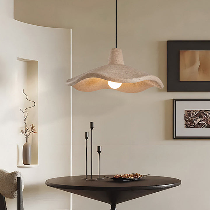 Traditional Japanese Polystyrene Floral 1-Light Pendant Light For Dining Room, Bedroom &amp; Living Room