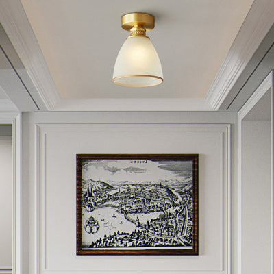 Modern Luxury Brass & Glass Cone 1/6/8/10-Light Semi-Flush Mount Ceiling Light For Bedroom, Living Room & Hallway