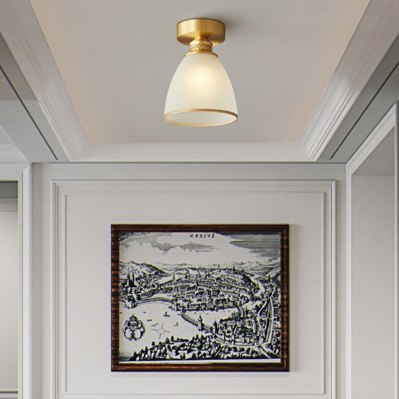 Modern Luxury Brass & Glass Cone 1/6/8/10-Light Semi-Flush Mount Ceiling Light For Bedroom, Living Room & Hallway