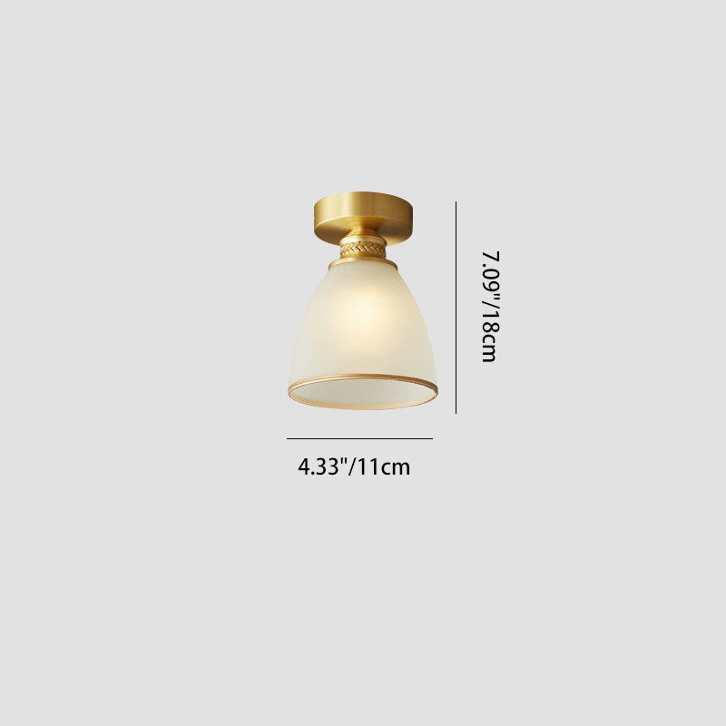 Modern Luxury Brass & Glass Cone 1/6/8/10-Light Semi-Flush Mount Ceiling Light For Bedroom, Living Room & Hallway