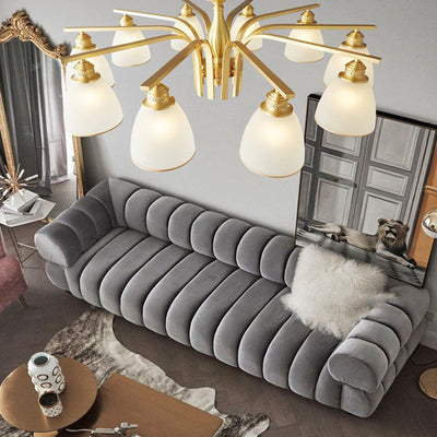 Modern Luxury Brass & Glass Cone 1/6/8/10-Light Semi-Flush Mount Ceiling Light For Bedroom, Living Room & Hallway