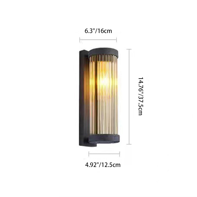 Applique murale moderne minimaliste en acier inoxydable étanche et cylindre en verre à 1 lumière pour jardin et patio extérieur 