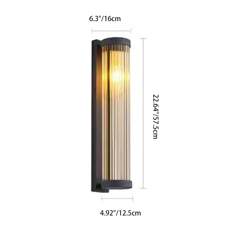 Applique murale moderne minimaliste en acier inoxydable étanche et cylindre en verre à 1 lumière pour jardin et patio extérieur 