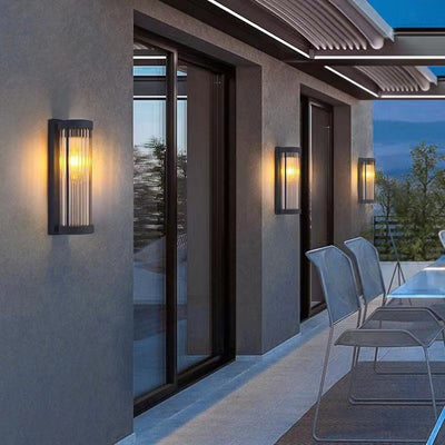 Applique murale LED solaire étanche en acier inoxydable minimaliste moderne et cylindre en verre pour jardin et patio extérieur 