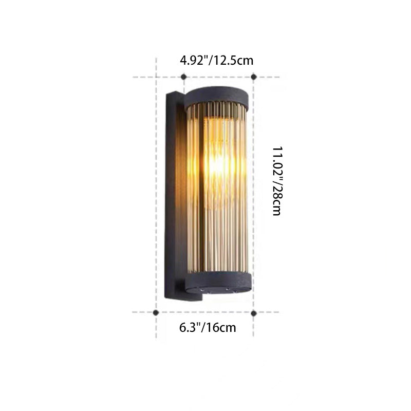 Applique murale LED solaire étanche en acier inoxydable minimaliste moderne et cylindre en verre pour jardin et patio extérieur 