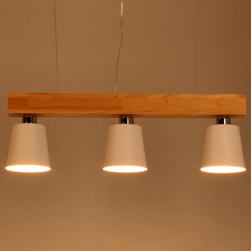 Contemporáneo Nórdico de Madera y Hierro Cono Lineal de 3/5 Luces Lámpara de Araña para Comedor, Dormitorio, Sala de Estar 