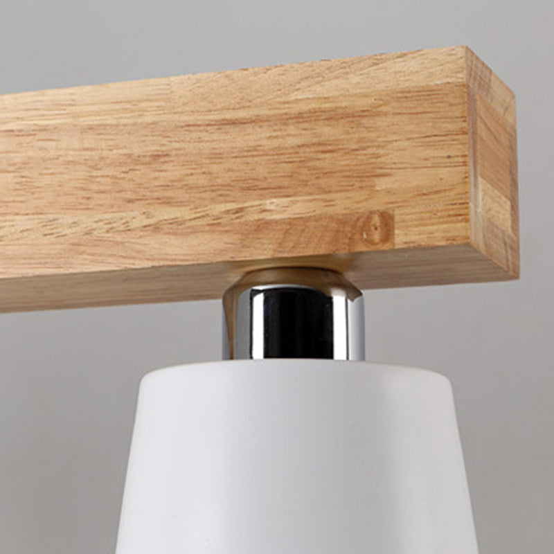 Contemporáneo Nórdico de Madera y Hierro Cono Lineal de 3/5 Luces Lámpara de Araña para Comedor, Dormitorio, Sala de Estar 