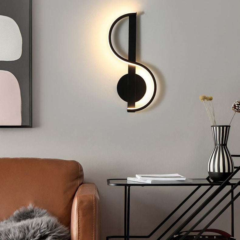 Zeitgenössische kreative Eisen- und Silikon-Musikkurve LED-Wandleuchte für Schlafzimmer und Wohnzimmer 