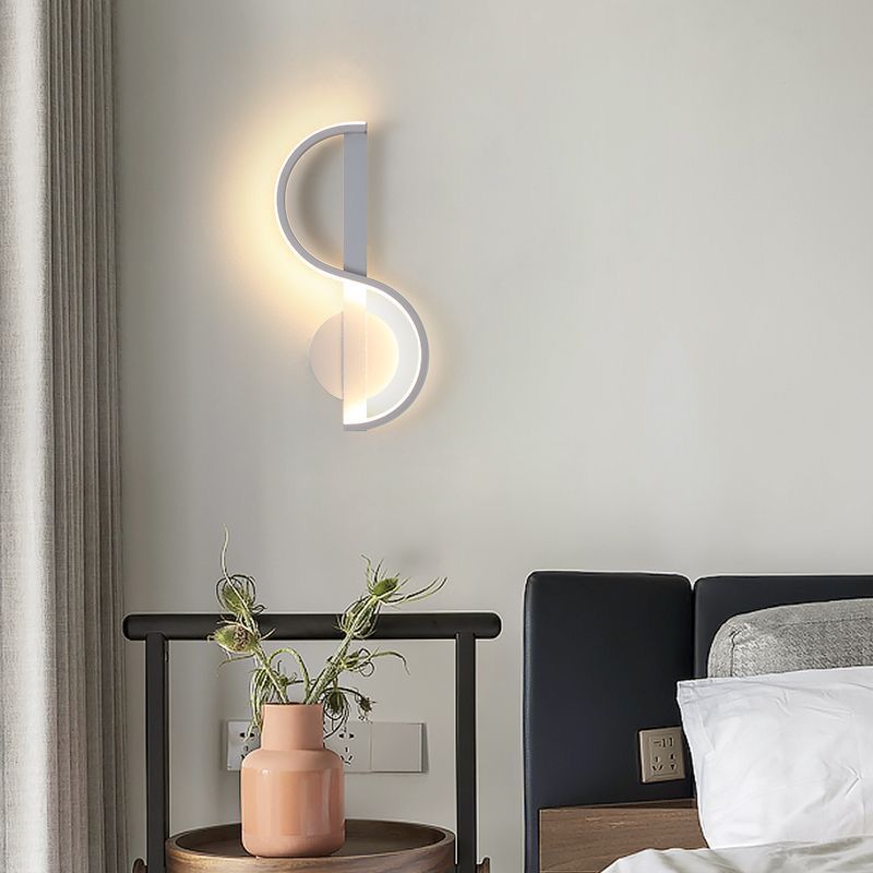 Contemporary Creative Iron And Silicone Musical Curve LED Wall Sconce Lamp For Bedroom And Living Room