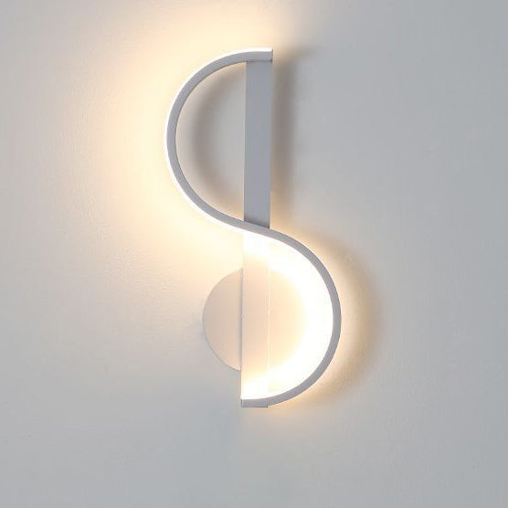 Zeitgenössische kreative Eisen- und Silikon-Musikkurve LED-Wandleuchte für Schlafzimmer und Wohnzimmer 