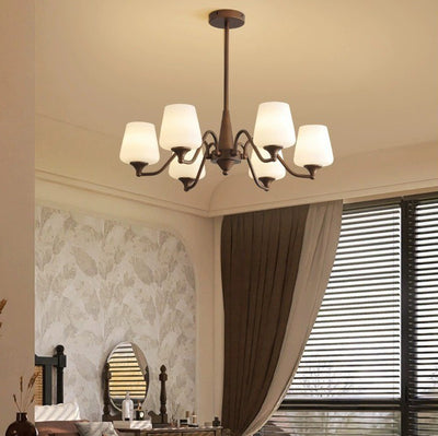Traditional French Iron & Glass Branch Round 3/6/8/10-Light Chandelier For Living Room, Bedroom