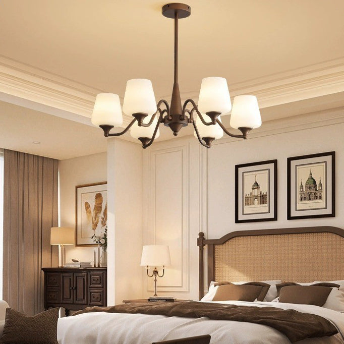Traditional French Iron & Glass Branch Round 3/6/8/10-Light Chandelier For Living Room, Bedroom