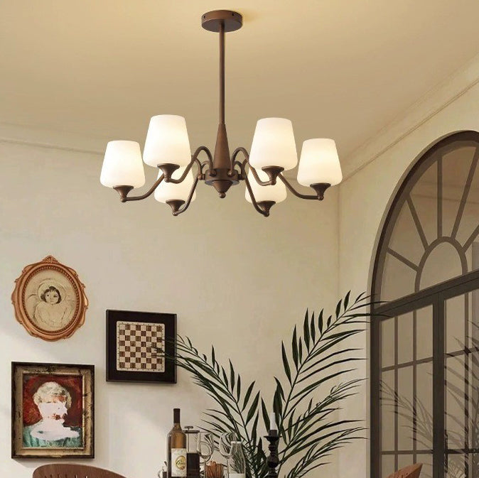 Traditional French Iron & Glass Branch Round 3/6/8/10-Light Chandelier For Living Room, Bedroom