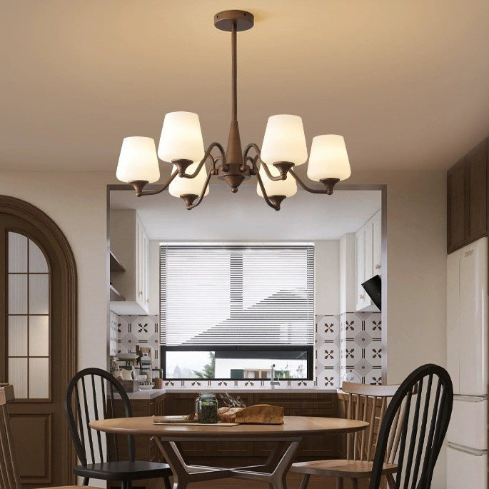 Traditional French Iron & Glass Branch Round 3/6/8/10-Light Chandelier For Living Room, Bedroom