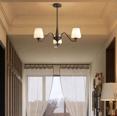 Traditional French Iron & Glass Branch Round 3/6/8/10-Light Chandelier For Living Room, Bedroom