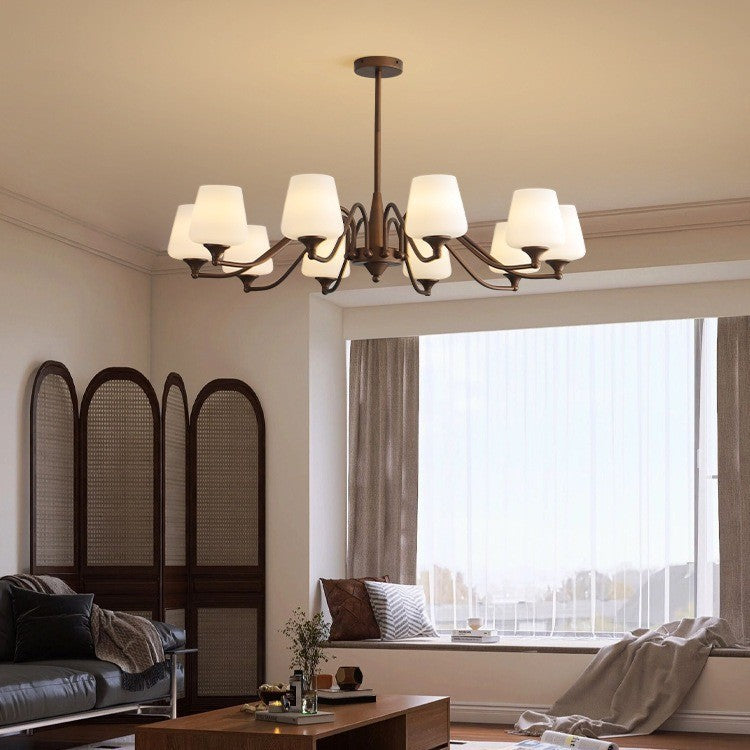 Traditional French Iron & Glass Branch Round 3/6/8/10-Light Chandelier For Living Room, Bedroom