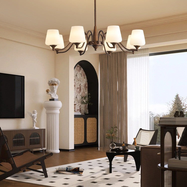 Traditional French Iron & Glass Branch Round 3/6/8/10-Light Chandelier For Living Room, Bedroom