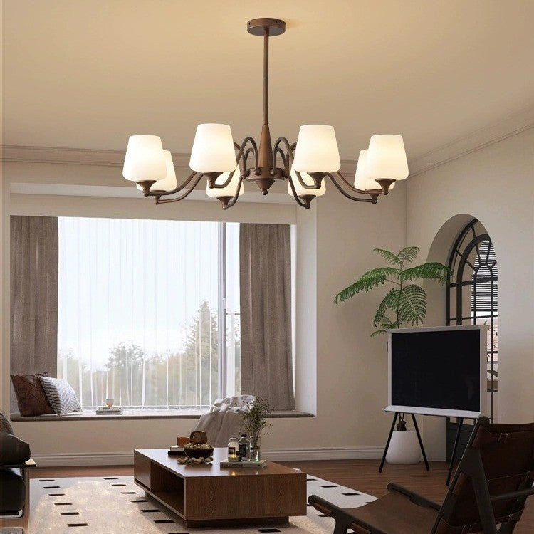 Traditional French Iron & Glass Branch Round 3/6/8/10-Light Chandelier For Living Room, Bedroom