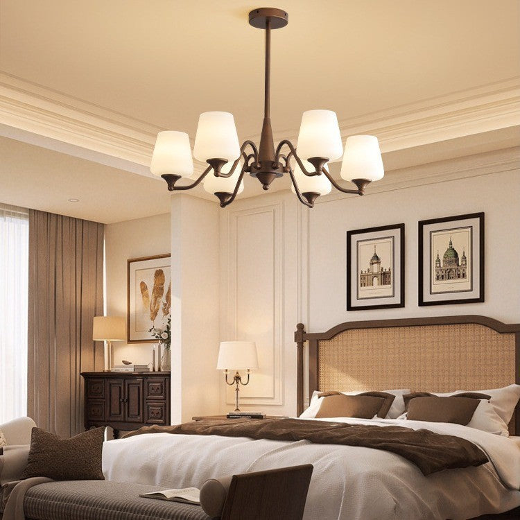 Traditional French Iron & Glass Branch Round 3/6/8/10-Light Chandelier For Living Room, Bedroom