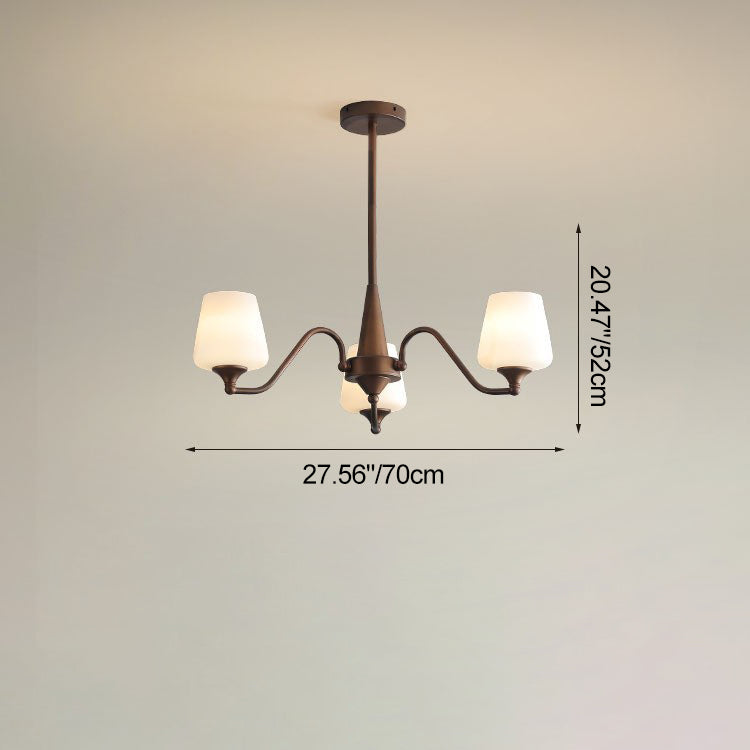 Traditional French Iron & Glass Branch Round 3/6/8/10-Light Chandelier For Living Room, Bedroom